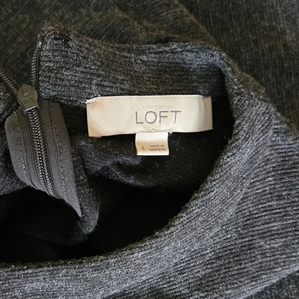 Ann Taylor Loft Womens Knit Shift Dress Size‎ 4 Gray Stretch Career Minimalist